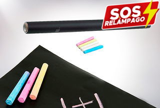 Pizarra Autoadhesiva Negra + 5 Tizas