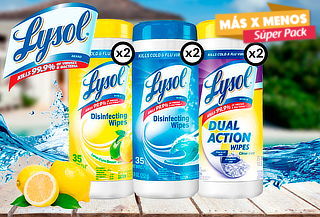 Pack de 6 toallitas desinfectantes wipes Lysol