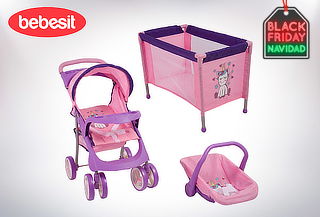 Coche Muñeca + Cuna Bebesit Unicornio, Modelo T21U