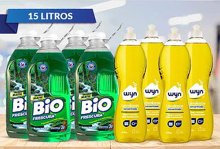 Pack 12 lts detergente Biofrescura + 3 lts lavaloza Wyn