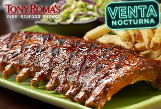 2 Ribs + Papas fritas + Bebida en Tony Roma´s 