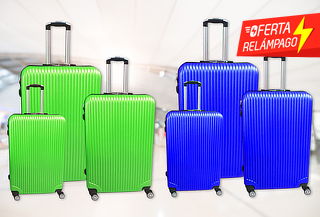 Set de 3 maletas rígidas 360° Verde Limón ó Azul eléctrico