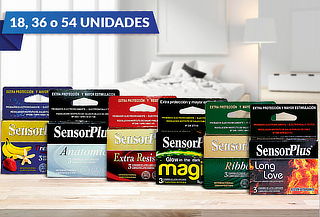 Pack de 18, 36 o 54 Preservativos Sensor Plus en Variedades