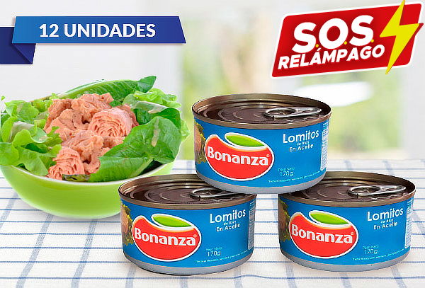 Pack 12 Latas de Atún en Lomito en Aceite Bonanza