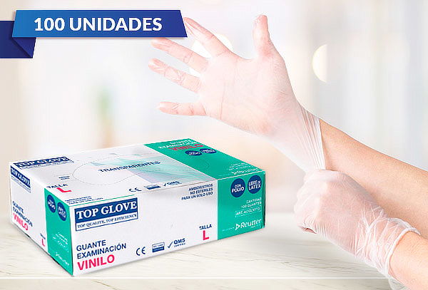 Caja de 100 Guantes de Vinilo, Tallas a Elecc