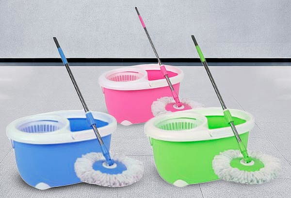 Mopa Giro 360° con Balde con Ruedas + Repuesto en 3 Colores