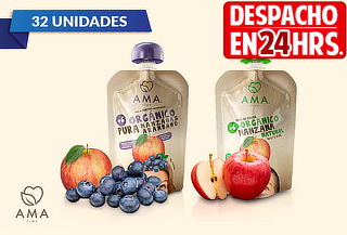 Pack 32 compotas Ama Time de 90 g c/u en sabor a elección