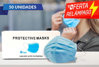 50 Mascarillas Desechables 3 Pliegues Elástico Certificado