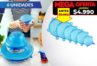 6 Tapas de Silicona, Diferentes Tamaños