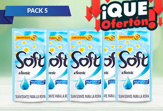 Pack 5 suavizantes Soft Concentrado 450ml c/u