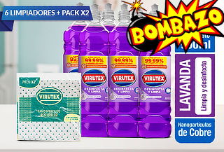 Pack de 6 Limpiadores Desinfectantes + 2 Paños Ecologicos
