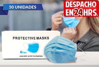 50 Mascarillas Desechables 3 Pliegues Elástico Certificado