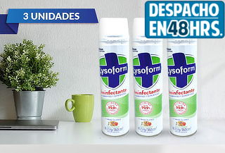 Pack de 3 unidades de aerosol desinfectante Lysoform 360 ml