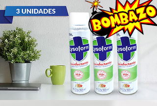 Pack de 3 unidades de aerosol desinfectante Lysoform 360 ml