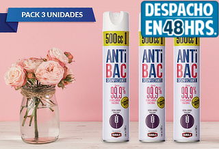 Pack de 3 Aerosol Desinfectantes Antibac de Tanax 500cc