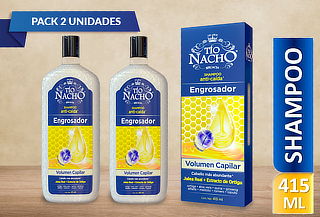 Pack 2 Shampoo Tío Nacho Sistema Engrosador  415Ml