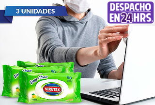 Pack de 3 Toallas desinfectantes (90 unidades) Virutex