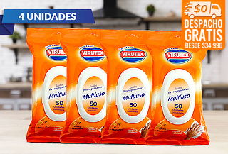 Pack de 4 : 50 Toallas Multiuso Desengrasantes