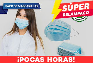 King Deal: 50 Mascarillas Desechables 3 Pliegues Elástico 