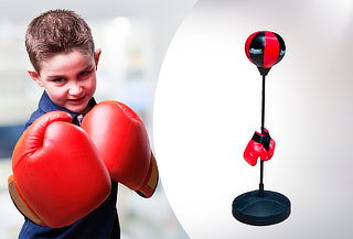 Set Boxeo Guantes Punching Ball Niños Ajustable 