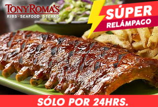 Tony Romas! 2 Half Ribs + Papas fritas + Bebida.