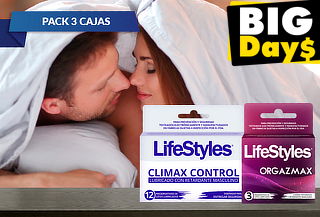 Pack Preservativos Lifestyles 2 Orgazmax + 1 Climax Control