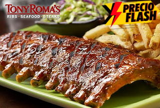 Tony Romas! 2 Half Ribs + Papas fritas + Bebida.