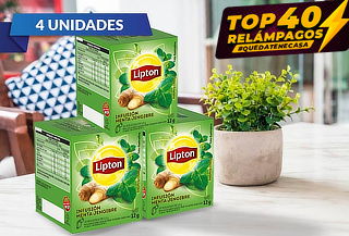 Pack 4 cajas té lipton infusión menta jengibre