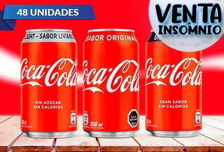 Pack de 48 o 24 Latas de Coca-Cola 350 cc a elección