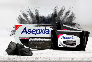 Pack Asepxia 2 Toallitas Humedas Carbon + Jabon Carbon 100G