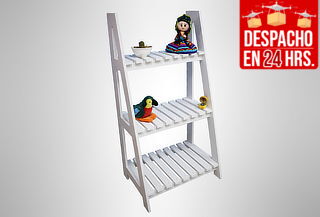 Estante de Madera Modelo Escalera 3 Repisas Color Blanco