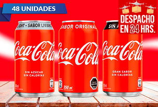 Pack de 48 o 24 latas de Coca-Cola Zero 350 cc