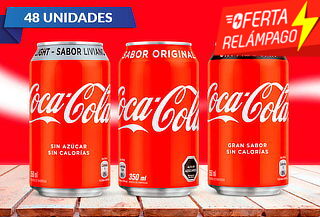 Pack de 48 o 24 latas de Coca-Cola Zero 350 cc