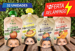 Pack de 32 Puré Ama Orgánico 90G, sabor a elección