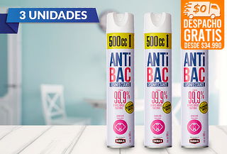 Pack de 3 Aerosol Desinfectantes Antibac de Tanax 500cc