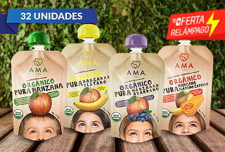 Pack de 32 Puré Ama Orgánico 90G, sabor a elección