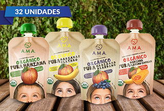 Pack de 32 Puré Ama Orgánico 90G, sabor a elección