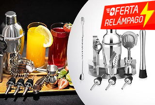 ¡18 con Todo! Kit Coctelera metálica 12 piezas