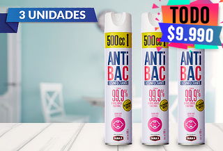 Pack de 3 Aerosol Desinfectantes Antibac de Tanax 500cc