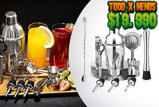 Kit Coctelera metálica 12 piezas