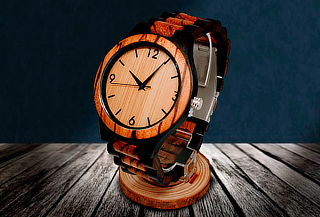 Reloj de Madera Correa Zebrano Bicolor + Caja Madera