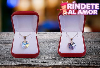 COLGANTE CORAZÓN SWAROVSKI Y CADENA DE PLATA