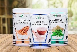 Proteína de vegana Natural Pea. Sabor a elección