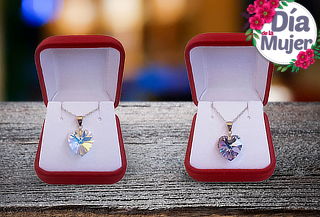 COLGANTE CORAZÓN SWAROVSKI Y CADENA DE PLATA