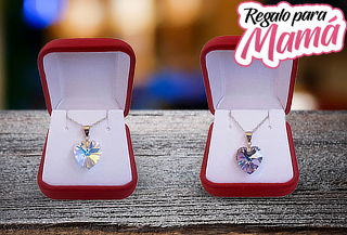 COLGANTE CORAZÓN SWAROVSKI Y CADENA DE PLATA