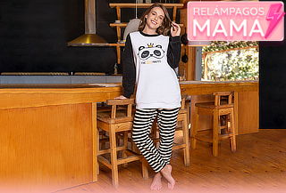 Pijama Micropolar Ivory Panda Mujer Baziani