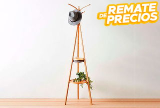 Perchero Colgador De Ropa Bambú Con Bandejas