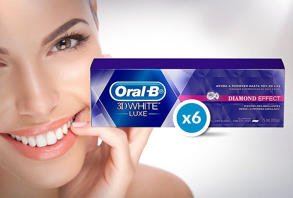 Pack 6 Pastas Dentales Oral-B 3D White Luxe 75 ml