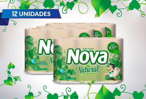 Pack de 12 Rollos Toalla Nova Natural 16 Metros