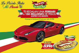 Fontana di pasta Piccola Italia + Sorteo Auto Ferrari Spider